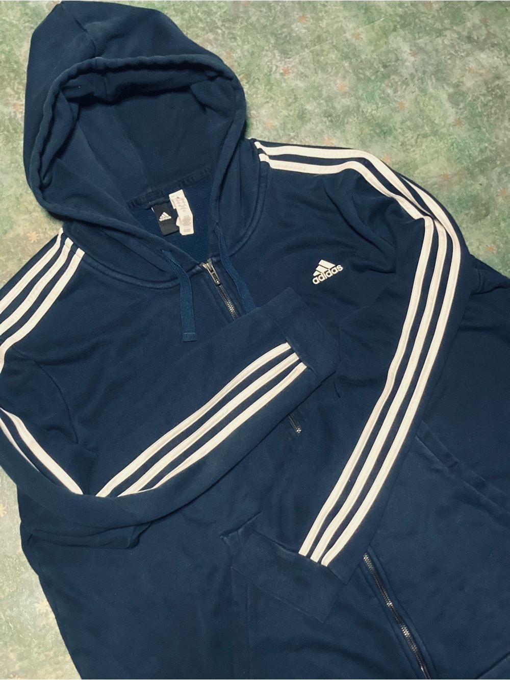 Adidas 3XL Essentials 3-Stripes French Terry Full Zip Hoodie Collegiate Navy